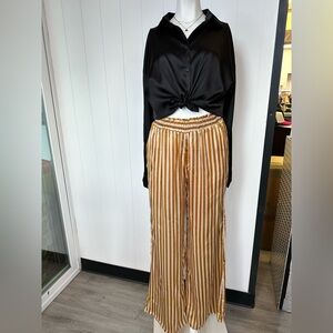 Striped Mustard and White Women's Pants